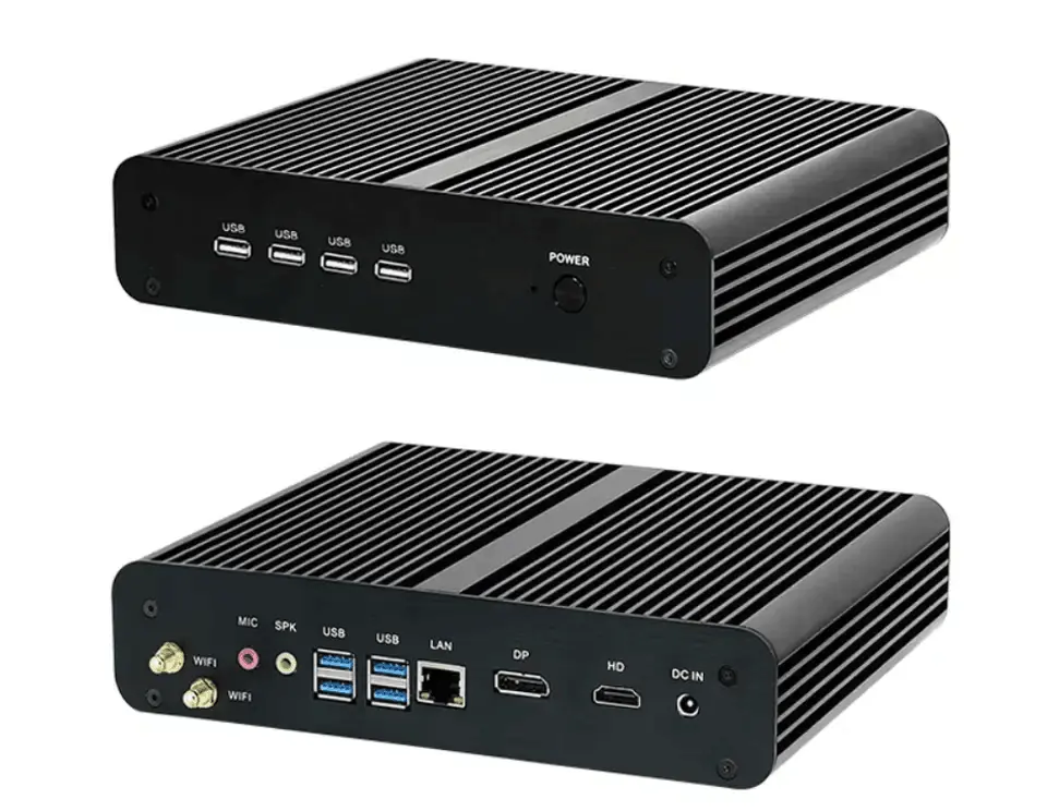 Sfuso ultimo Mini PC Fanless i7 10510U/i7 10710U/i7 1165 g7/i7 1255U CPU DDR4 DP HD 12V mini computer desktop