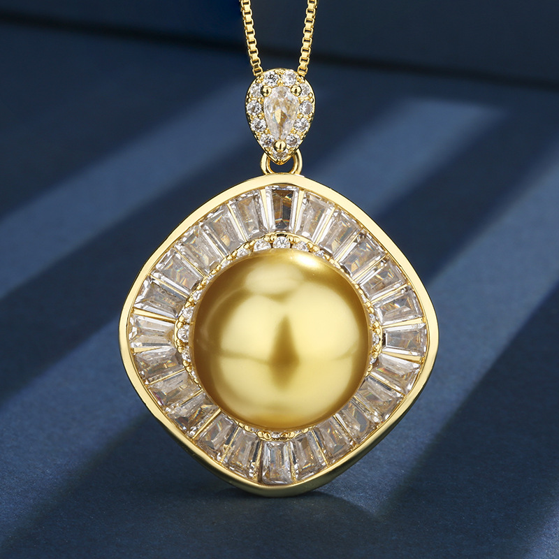 Colgante de cuentas de oro con cadena