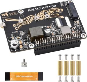 Supports NVMe Protocol M.2 Solid State Drive, PCIe to M.2 Adapter with PoE <strong>Function</strong> HAT+ (B), Compatible with <strong>Raspberry</strong> <strong>Pi</strong> 5