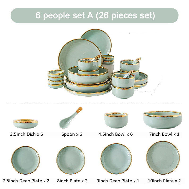Vert clair 6 personnes 26 pcs set A