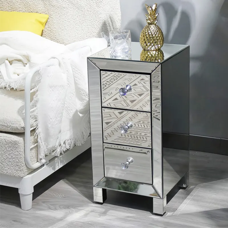 Table de chevet miroir argent bois intelligent nordique moderne meubles de luxe lit côté tiroir armoire Table de chevet Table de chevet pour chambre