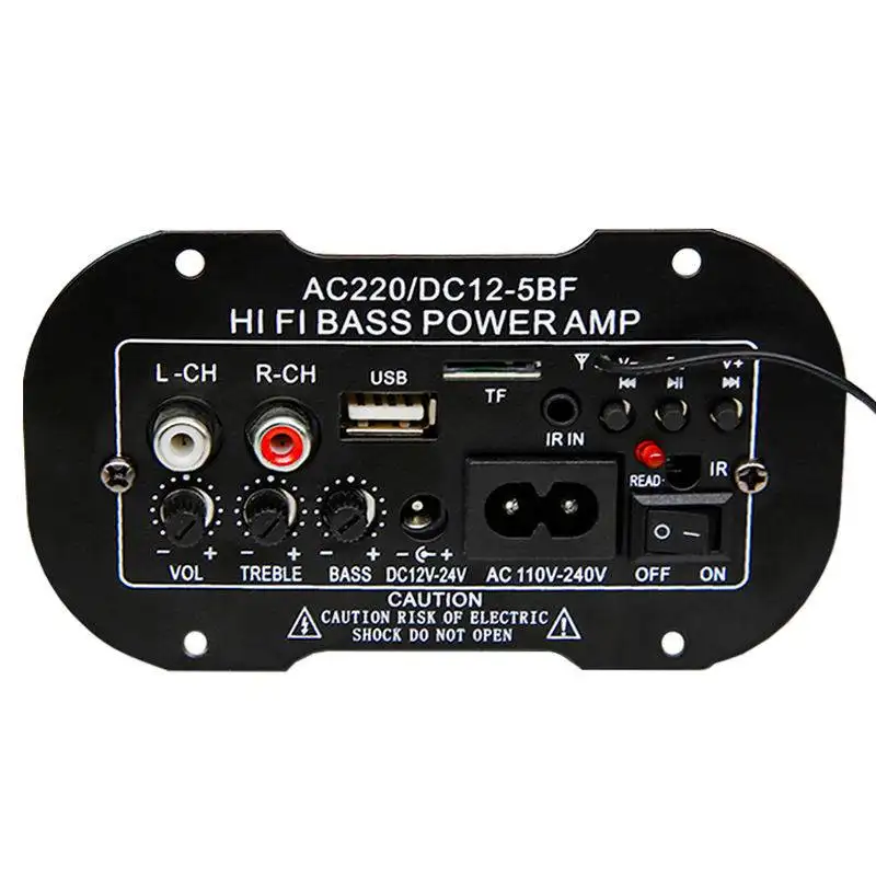 12V 24V 220V 모노 서브우퍼 HI-FI 베이스 파워 앰프 USB TF 원격 제어 자동차 고출력 베이스 앰프 보드 5-10 인치 스피커