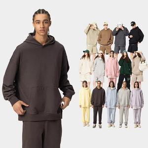 Мужская Толстовка Оверсайз с вышивкой, 500 Gsm, 100% хлопковый флисовый пуловер, толстовка унисекс, черные толстовки с вышивкой на заказ - Product Image 2