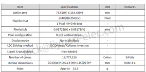 Màn Hình Hiển Thị LCD MIPI IPS TFT 6 "1440*2560 LS060R1SX02 47um MIPI Máy In 3D Mũ Bảo Hiểm Máy Chiếu VR Allwinner H3 - Product Image 4