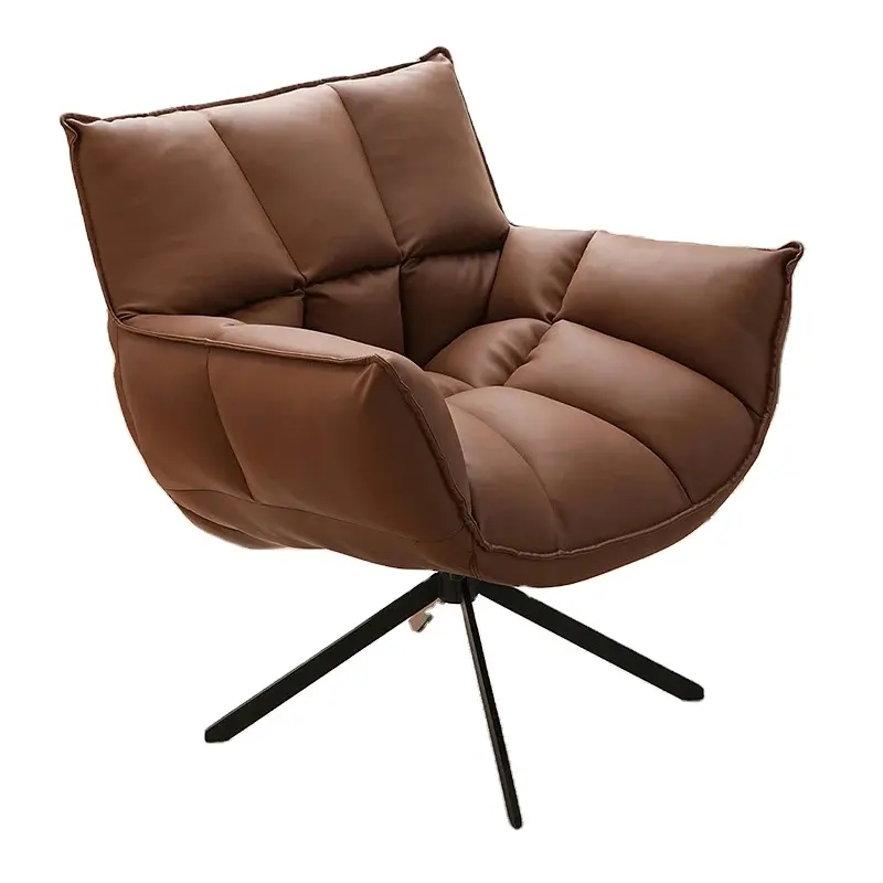 Nordic Design Bedroom Living Room Leisure Chair Sofa Household Furniture Reading Soft Leather Cushion Swivel Husk Chair