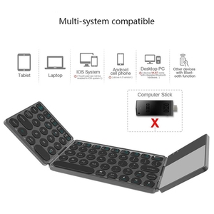 原装B052通用圆形朋克键帽迷你USB 3.0三折无线键盘，带触摸板 - Product Image 5