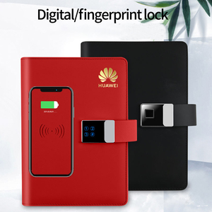 Leather Agenda Diary Notepad 16gb Digital <strong>Code</strong> or Fingerprint Lock PowerBank Wireless <strong>Notebook</strong> Planner with USB Charge Chord