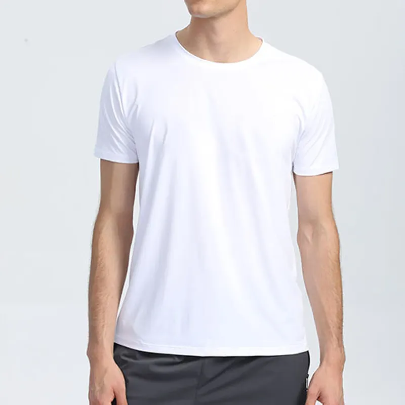 Camiseta en blanco de poliéster para hombre, ropa de gimnasio, Camiseta deportiva con logotipo personalizado, camiseta ligera para correr de secado rápido, camiseta para correr y correr