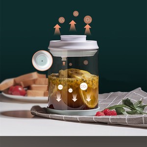 使いやすいフッドストレージジャーワンクリックプレス圧縮密封フレッシュドライ耐熱食品グレードガラス収納容器 - Product Image 5