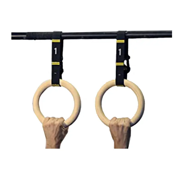 Anelli in legno UNIQ con cinturino regolabile anelli da allenamento antiscivolo anelli da ginnastica per allenamento in palestra a casa