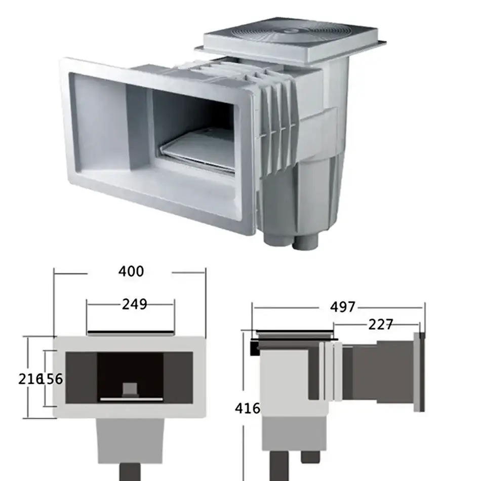 Filtración DE AGUA DE PVC Skimmer de pared Accesorios de piscina Equipo de limpieza Piscina ABS Drenaje principal para accesorios de piscina de vinilo
