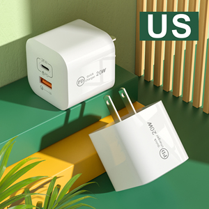 双端口电源适配器C型USB PD充电器迷你美国欧盟AU插头QC3.0快速充电20w手机壁式充电器 - Product Image 2