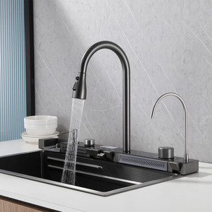 2024 Tiktok yeni Trend kademeli tasarım kolay temiz çok fonksiyonlu şelale mutfak musluk lavabo ile dijital ekran - Product Image 4