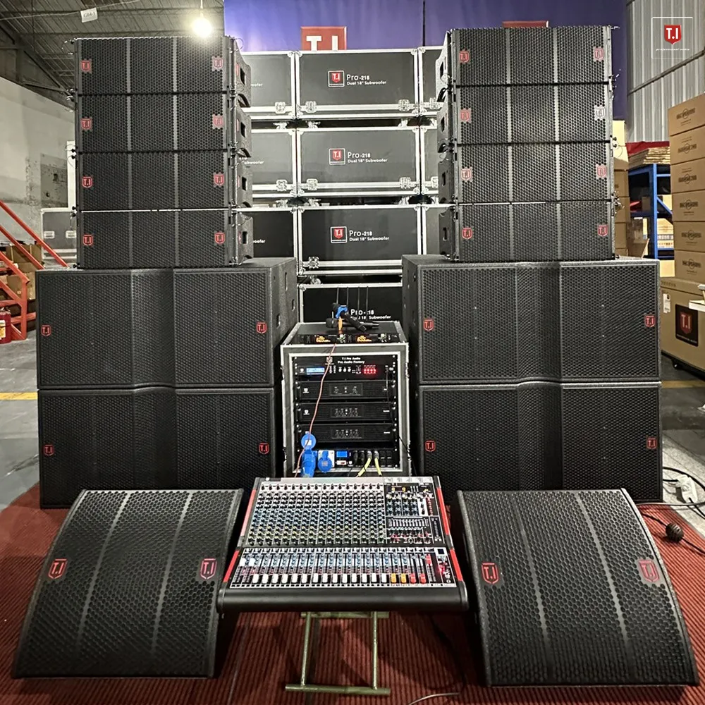 Equipamento de som de áudio profissional para uso externo, alto-falante de matriz linear dupla passiva de 10 polegadas e 2 vias com subwoofer de módulo de 18 polegadas