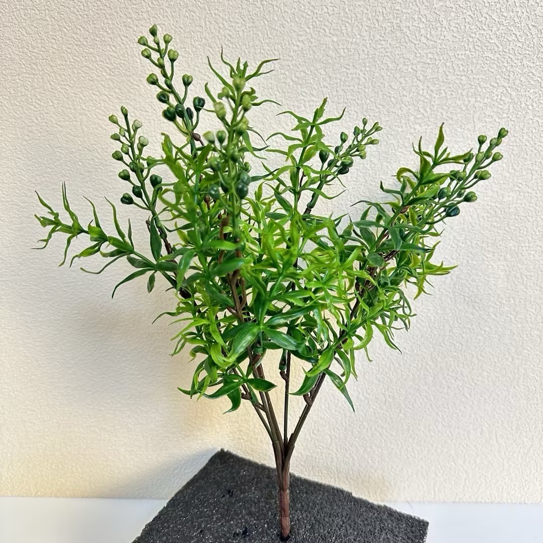 35cm Plastic Grass with Green Berries