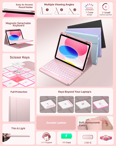 Easy to Use Detachable <strong>Multi</strong> <strong>Function</strong> Tablet <strong>Keyboard</strong> With PU Cover Case Portable Mini Wireless Funda Con Teclado Para Tablet - Product Image 2