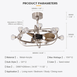 Led fantezi tavan ışık aydınlatma yatak odası için Fan avize lüks tavan vantilatörü işık ve uzaktan ile - Product Image 5