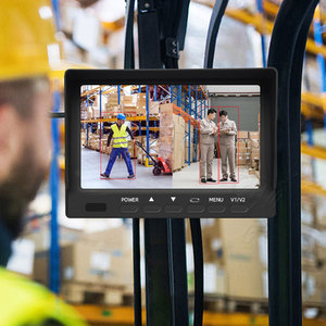 Ai sistema de câmera de backup HD de detecção de pedestres com ponto cego monitor de tela colorida de 7 polegadas à prova d'água para empilhadeira de caminhão e ônibus