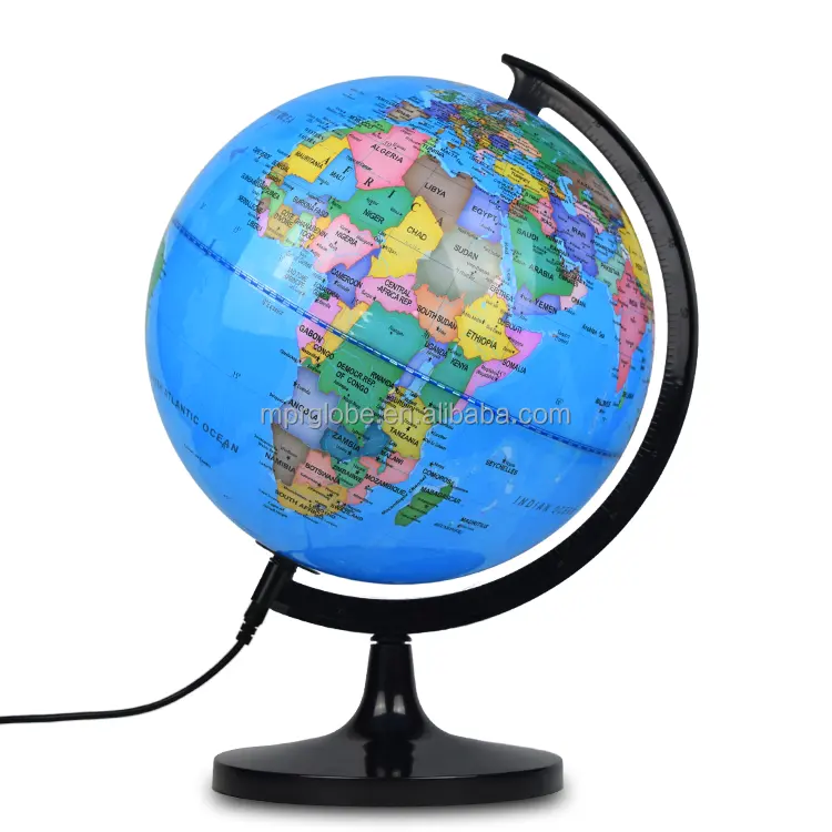 Lampe de Table rétro à Led de 32cm, carte du Globe de la terre, rotation à 360 degrés, carte du monde, en espagnol, décoration de bureau