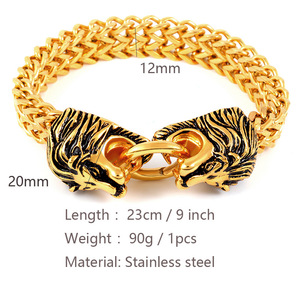 Ювелирный браслет с завода, новый дизайн, ювелирные изделия из нержавеющей стали, позолоченный, в форме черепа, для женщин, мужчин, подарок - Product Image 3