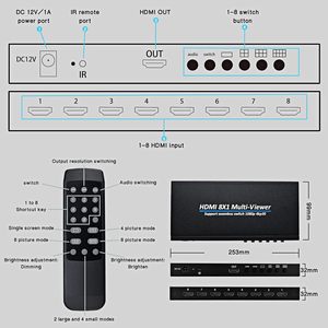 8X1 HDMI พร้อมสวิตช์อ่านได้อย่างราบรื่นรองรับ4K @ 30Hz, 1080p, รีโมทคอนโทรล8 in 1สวิตช์ AV - Product Image 6