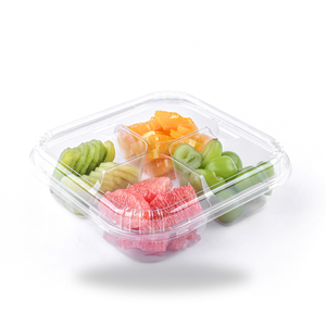 4 bölme taze meyve temizle PET kutu ambalaj kabı plastik domates kesim meyve pasta kiraz PET meyve punboxes kutuları - Product Image 1