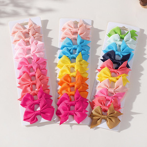 Baby <strong>Bow</strong> <strong>Hair</strong> Clips Set - Multiple Colors. Super Cute Mini Girls' <strong>Hair</strong> Knot <strong>Bows</strong> - 10pc/Set - Solid Color Tiny Toddler <strong>Bow</strong> Set - Product Image 1