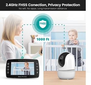 4.3 Inch Bé Ngủ Màn Hình 2.4Ghz Không Có Wifi Pan Nghiêng Hai Cách Bài Hát Ru Sinh Thái Babyphone Thông Minh Video Bé Màn Hình - Product Image 5