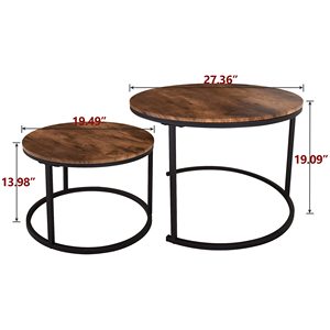 工业圆形茶几套装2坚固易组装传统乡村农家风格客厅端桌 - Product Image 5