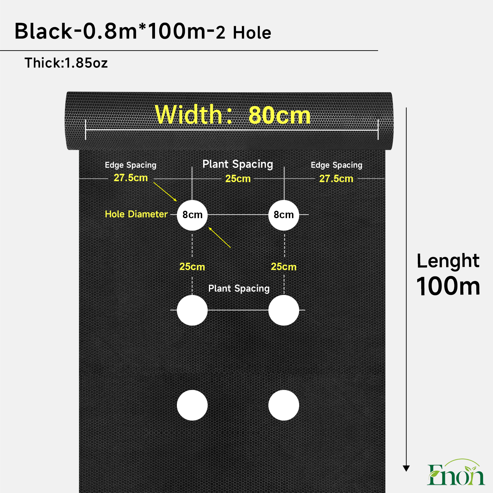 Noir - Largeur 0,8 m x 100 m