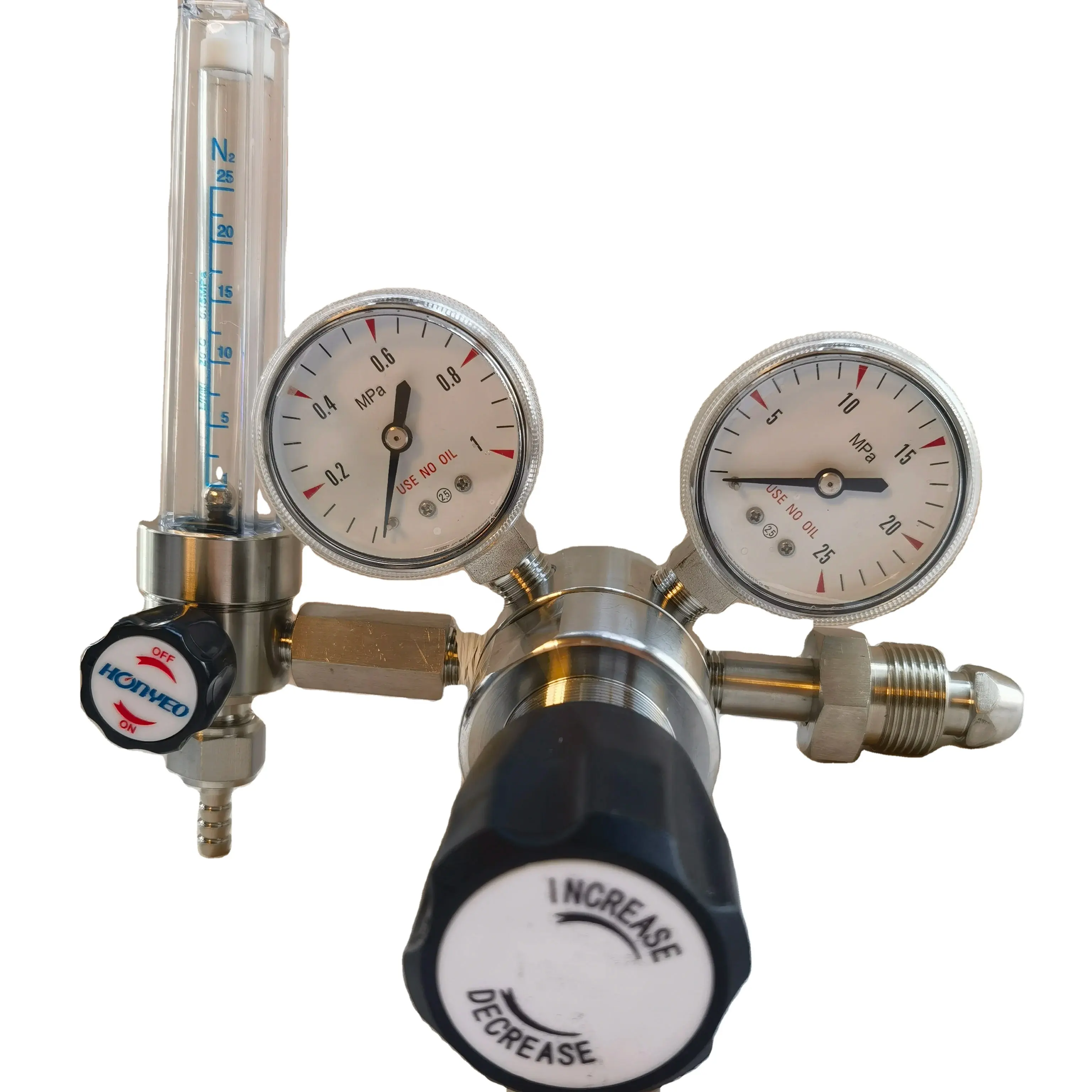 Regulador de gas nitrógeno SS316L con medidor de flujo 0-25L para cilindro N2