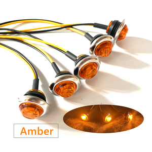 12V 24V 3 LED 3/4 \ "ラウンドクロームハウジングサイドマーカークリアランスランプアンバーレッドターン信号トラックトラクターとトレーラー用 - Product Image 1
