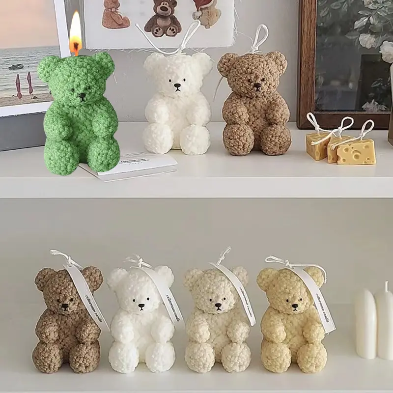 BS257 decorazione fai da te ornamento gesso gomma siliconica peluche orsacchiotto aromaterapia candela e stampi per sapone