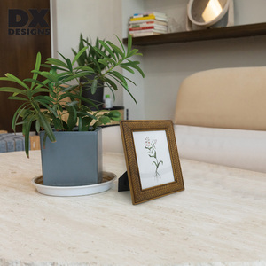 Diseño DX, marco de imagen, marco de fotos rústico bohemio de mimbre, patrón rústico para escritorio y pared, regalo para amigos de la familia