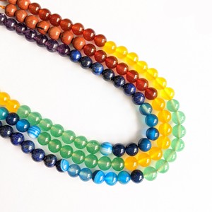 Rainbow 7 Color Mix Natural Stone Carnelian Lapis Lazuli Yellow Green Jade Blue Stripe Agate Amethyst 8ミリメートルAssorted Beads Strand - Product Image 1
