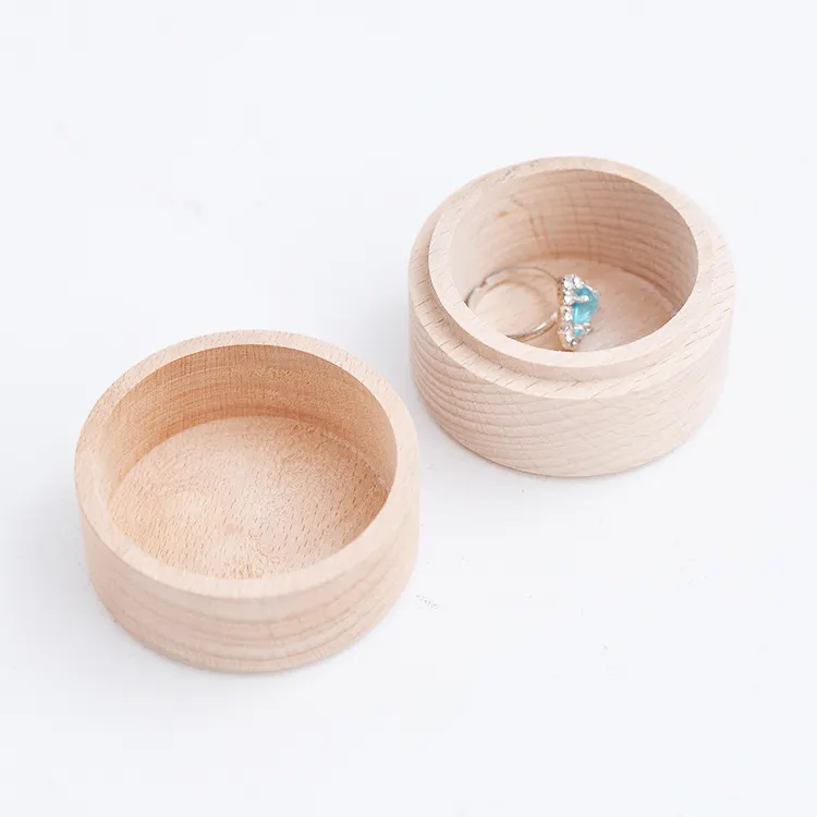 2023 новая Персонализированная круглая форма деревянная коробка для упаковки ювелирных изделий обручальное кольцо коробка