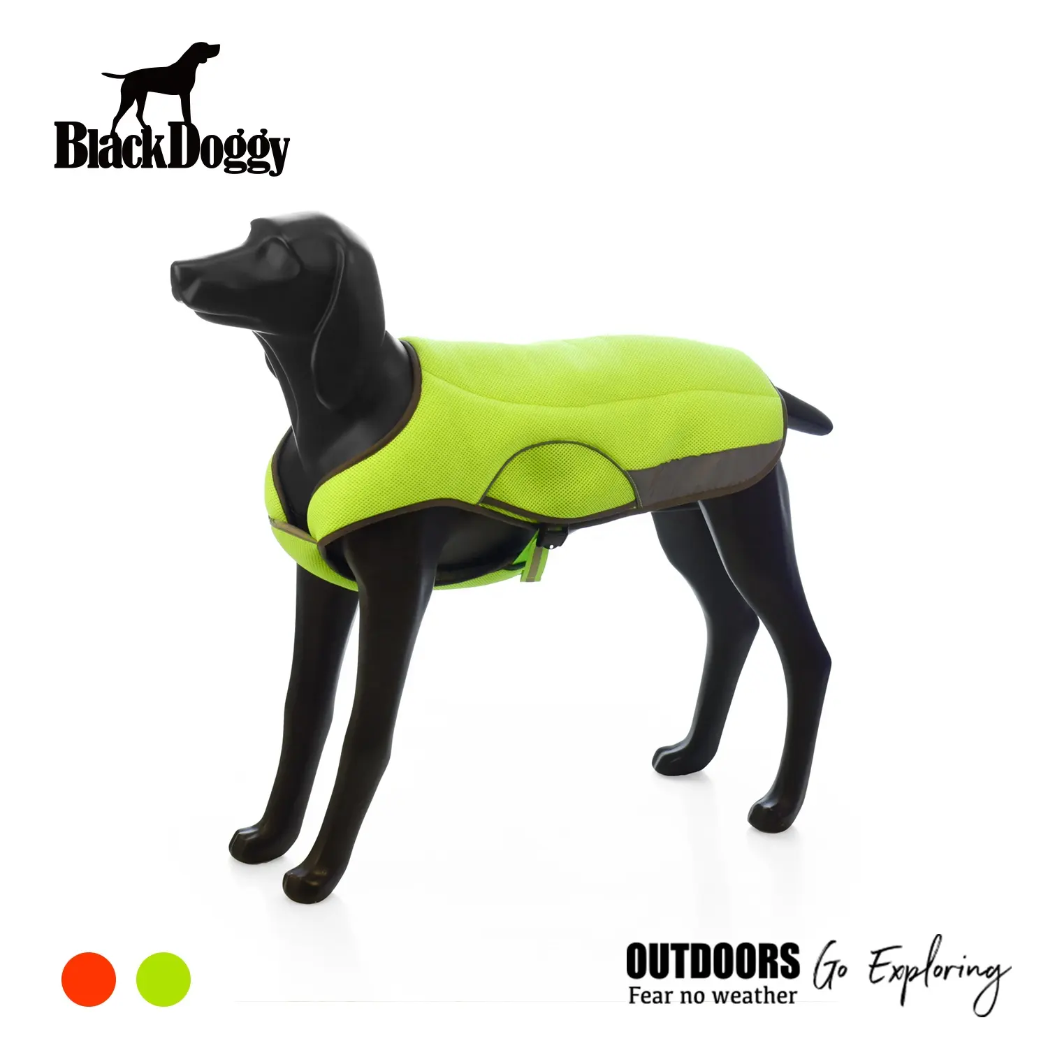 Blackdoggy thiết kế mùa hè huỳnh quang màu xanh lá cây chấp nhận OEM quần áo chó làm mát vest cho chó