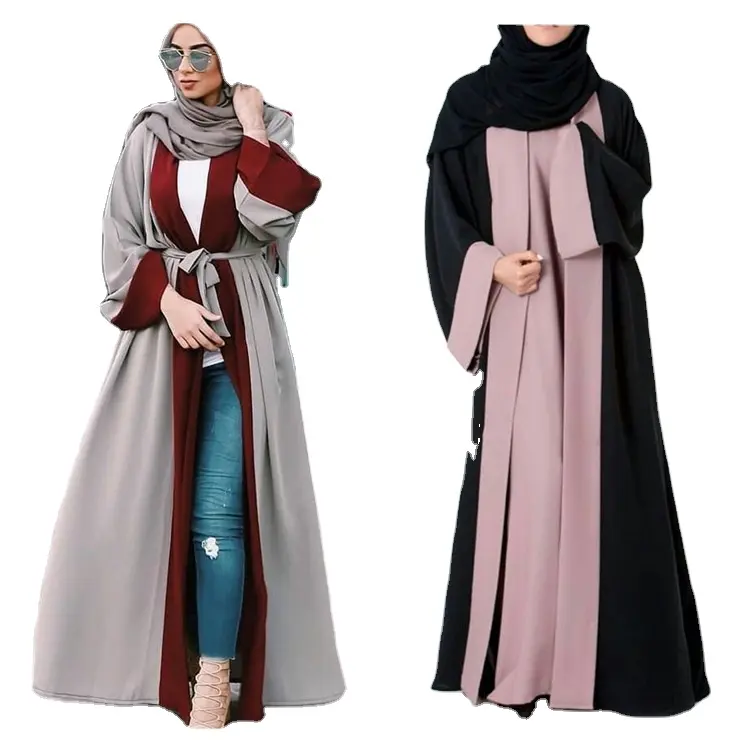 दुबई मलेशिया कफ्तान रमजान इस्लामी महिलाओं के कपड़े प्लस आकार खुला सामने abaya मुस्लिम पोशाक