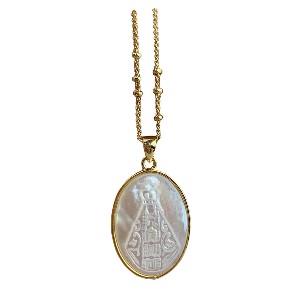 Изящная овальная медаль, ожерелье с кулоном, Женское Ожерелье-чокер, модная перламутровая ракушка, подарки, ювелирные изделия