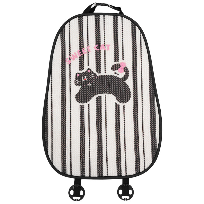Coussin de siège pour chat à rayures en nid d'abeille avec dossier.