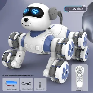 Özelleştirilmiş dil sekiz tekerlekli dublör Robot köpek yeni akıllı çift kontrol elektronik Pet oyuncak ses programlama için uzaktan kumanda