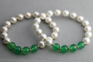 Altın kaplama ile yeni varış yeşil yeşim Spacer bilezik değerli taşlar ile mükemmel kabuk inci boncuklu Pulsera - Product Image 4