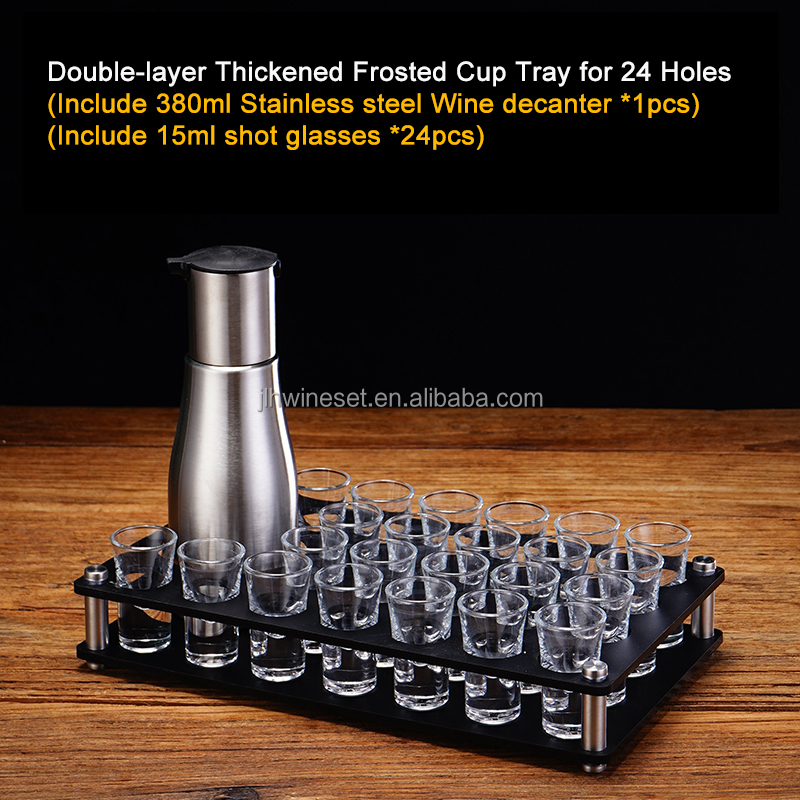 24 holes+24 cups+1 decanter(stainless steel)