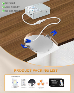 Lanbot Jason 4 6 Inch ETL Slim <strong>LED</strong> Recessed Ceiling Light with Night Light 9+<strong>3W</strong> 5CCT Canless 750LM Brightness Black White 2200K - Product Image 5