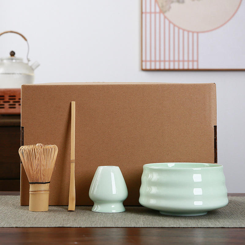 Ensemble de quatre pièces de boîte de meiqing de bol de matcha