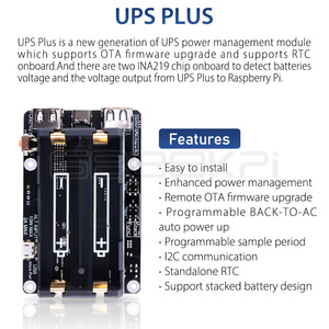 UPS PLUS Raspberry Pi 18650 nuovi UPS con Coulometer Pro dispositivo di alimentazione a due porte USB esteso per Pi 5/4 B / 3B + / 3B