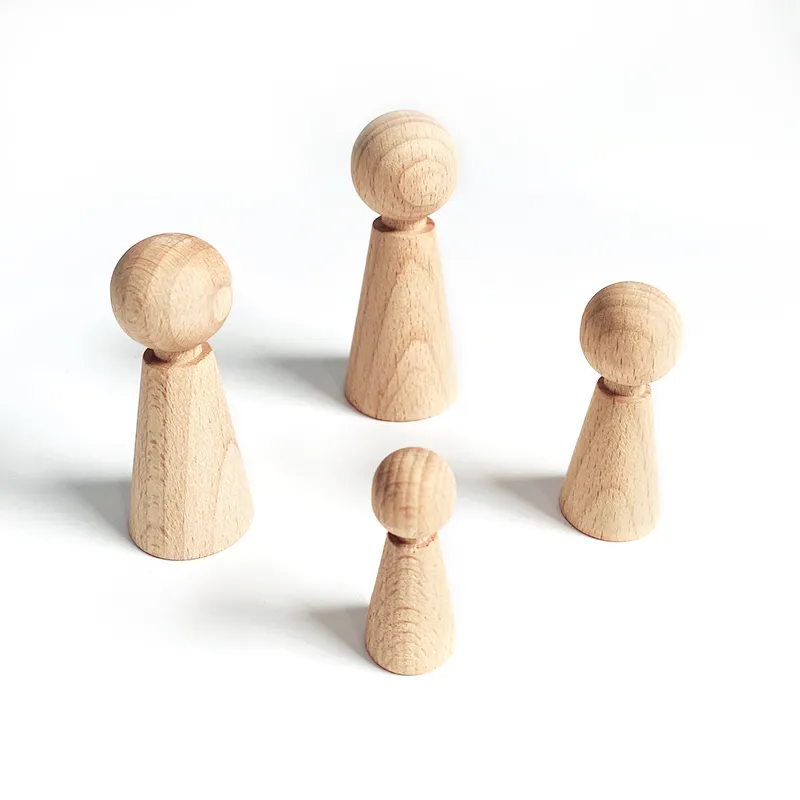 Recursos Montessori muñecos de clavija de madera sin pintar para niños decoración de madera manualidades juguete de madera DIY