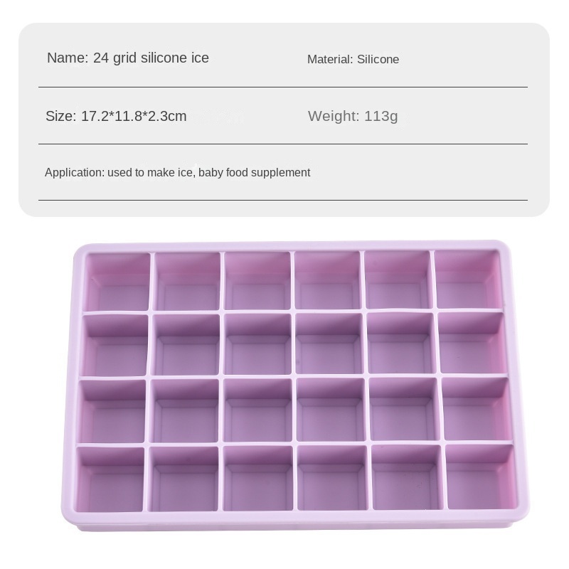 Bac à glaçons en silicone 24 grilles violet