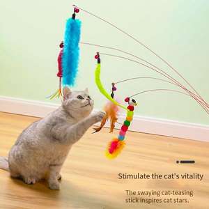 Umwelt freundliche interaktive Bewegung Haustiers pielzeug Plüsch Plastik glocken Elastische Netze Federn Quasten für Katzen und Hunde - Product Image 1