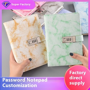 Retro Marble Pattern <strong>Notebook</strong> <strong>Lock</strong> Creative Simple Student Diary Soft Copy <strong>Notepad</strong> Wholesale Gift Thread Sewing Binding PU Paper - Product Image 2